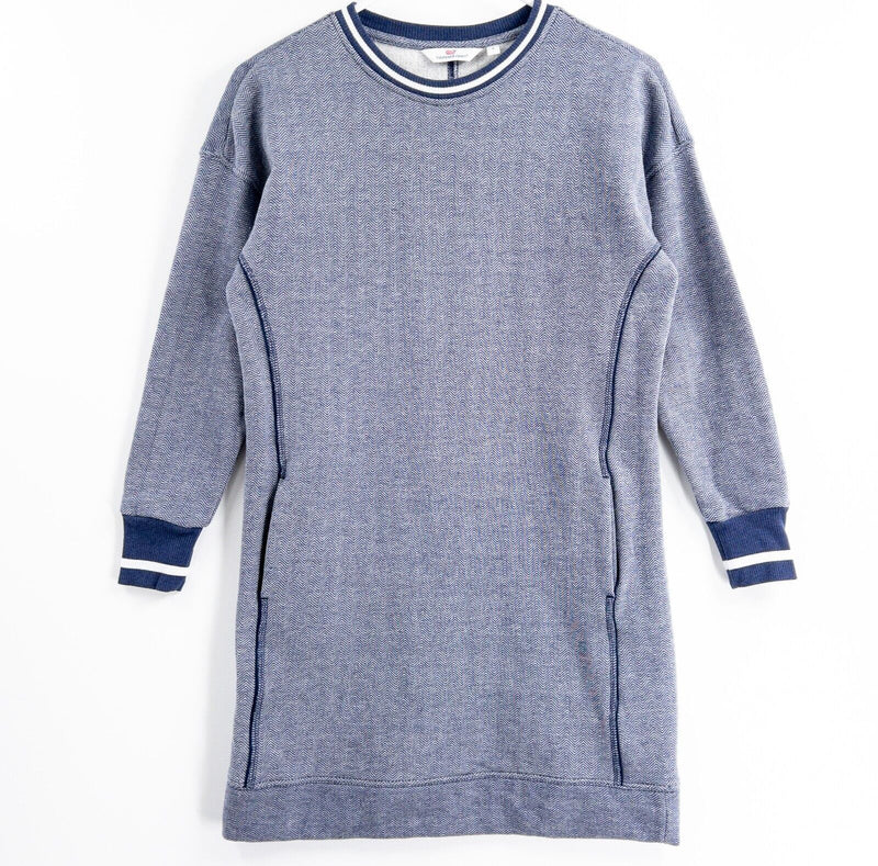 Vineyard Vines Sweatshirt Dress Women's Small Varsity Long Sleeve Blue Pockets