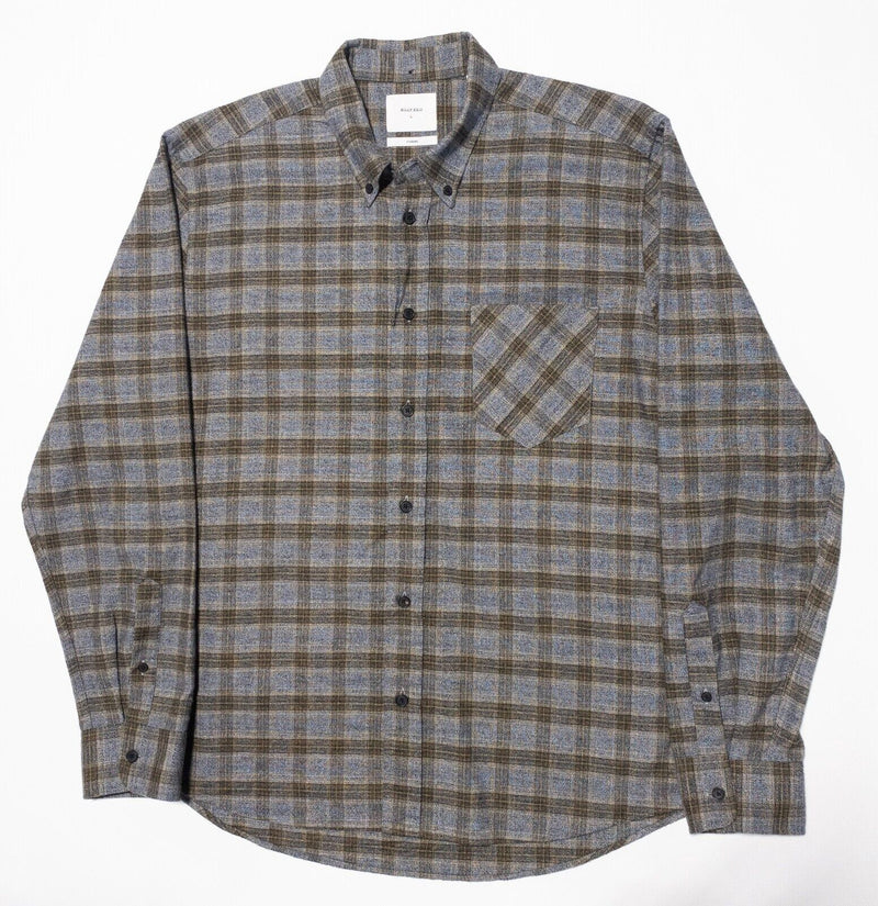 Billy Reid Flannel Shirt Large Men's Long Sleeve Gray Plaid Button-Down