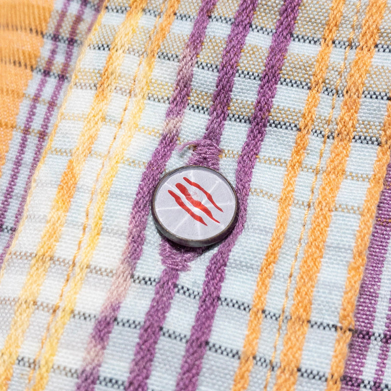 Robert Graham Shirt Men's XLT Tall Acid Wash Orange Purple Plaid Button-Up