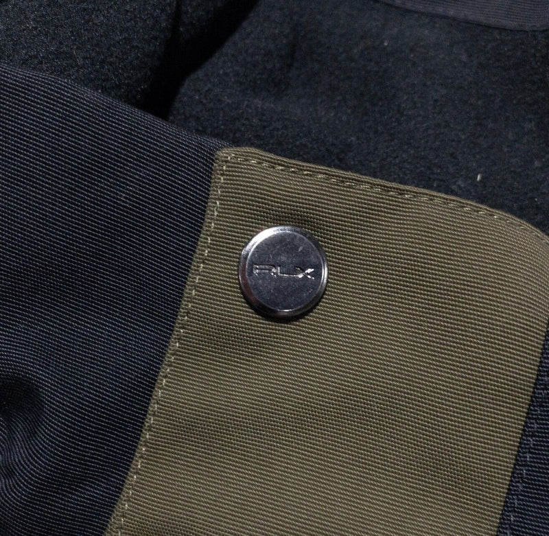 RLX Ralph Lauren Jacket Men's Medium Full Zip Snap Olive Green Black Pockets