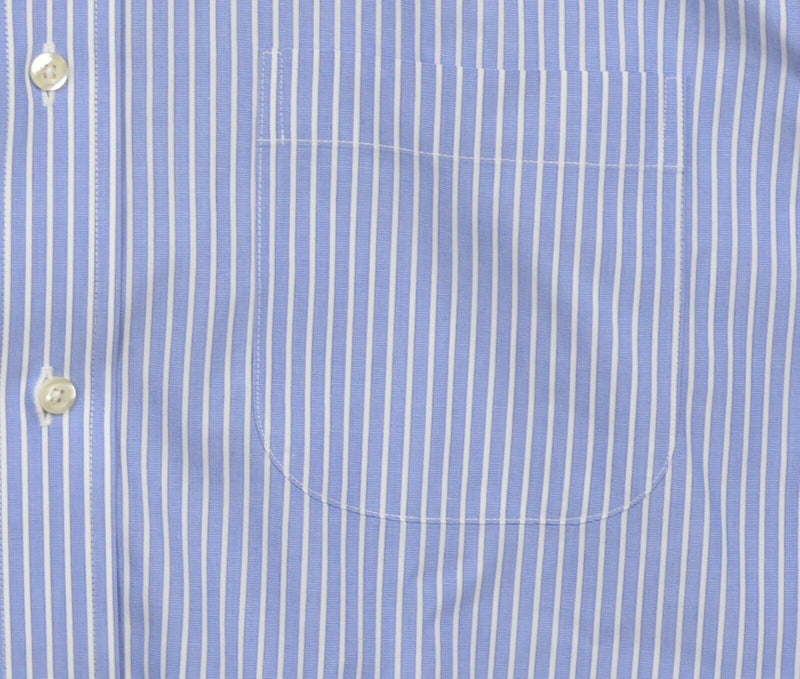 Brooks Brothers Men's 16.5-34 Slim Fit Non-Iron Blue Striped Dress Shirt