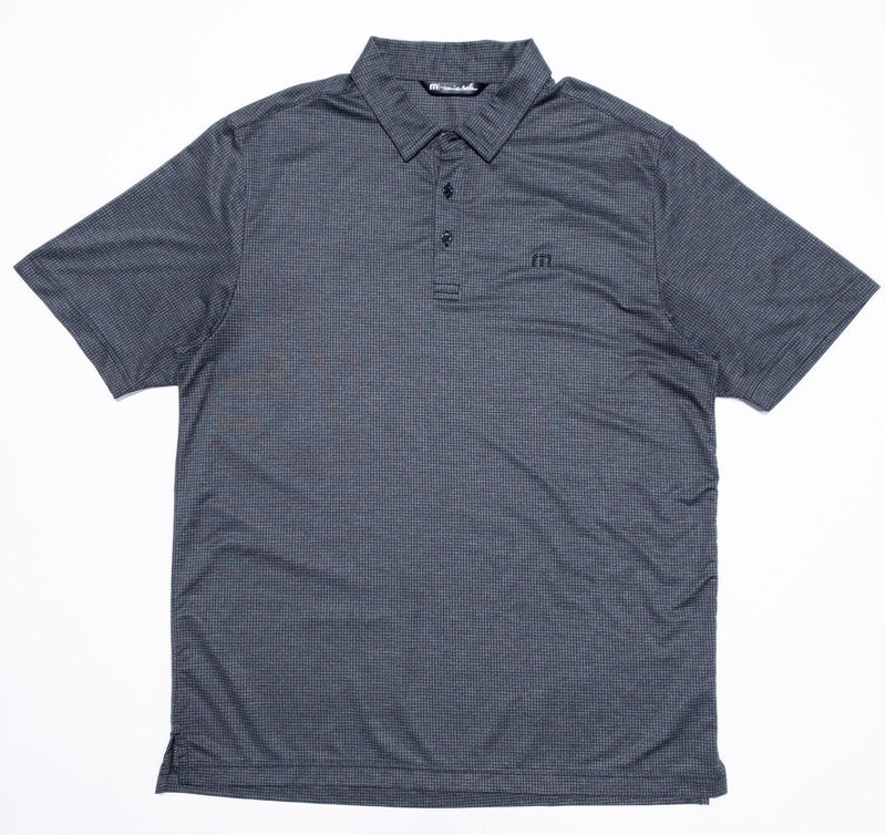 Travis Mathew Polo Large Men's Golf Shirt Gray Check Polyester Wicking Logo