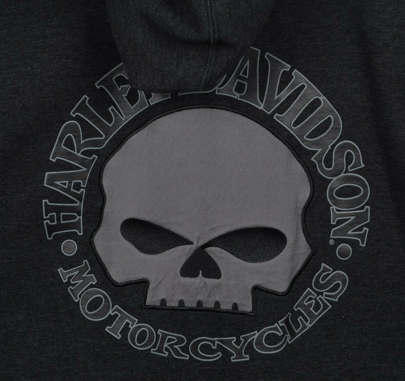 Harley-Davidson Men's XL Willie G Skull Full Zip Gray Biker Hoodie Sweatshirt