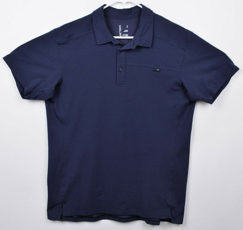 Arc'Teryx Men's Sz Large Solid Navy Blue Short Sleeve Captive Polo Shirt