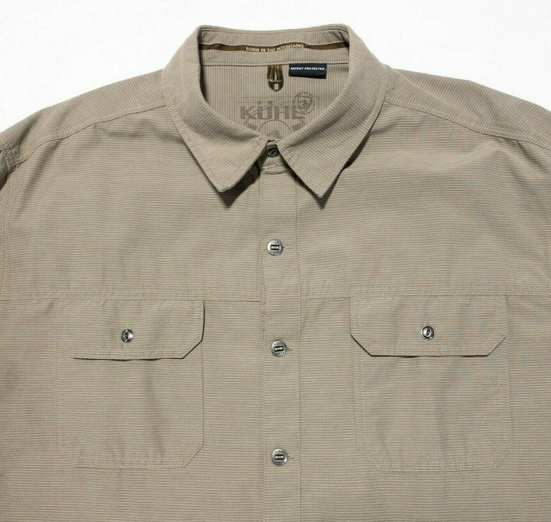 Kuhl Long Sleeve Shirt XL Men's Metal Buttons Beige Outdoor Hiking Casual