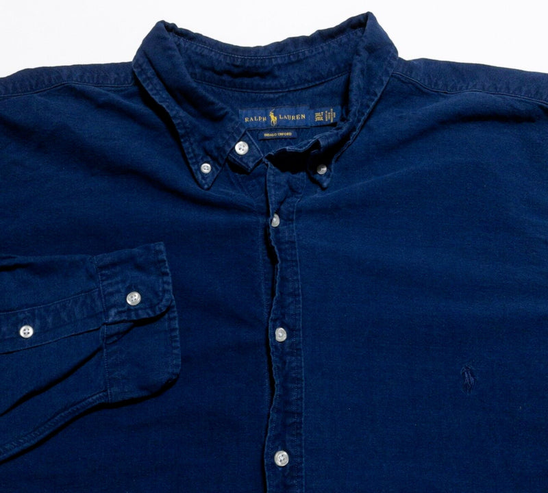 Polo Ralph Lauren Shirt Men's 3XLT Tall Indigo Oxford Long Sleeve Button-Down