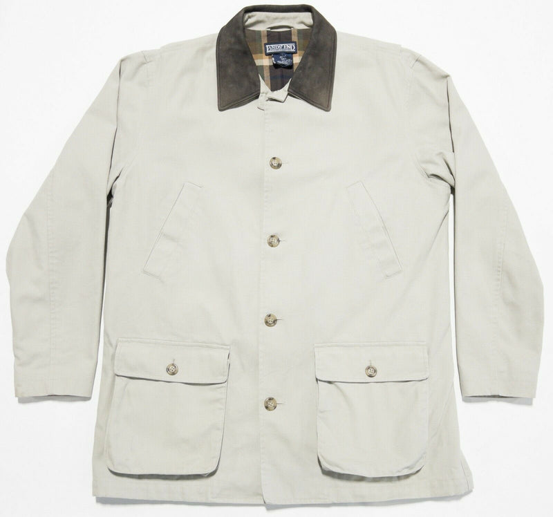 Lands' End Men LT (Large Tall) Flannel Lined Ivory Field Chore Coat Barn Jacket
