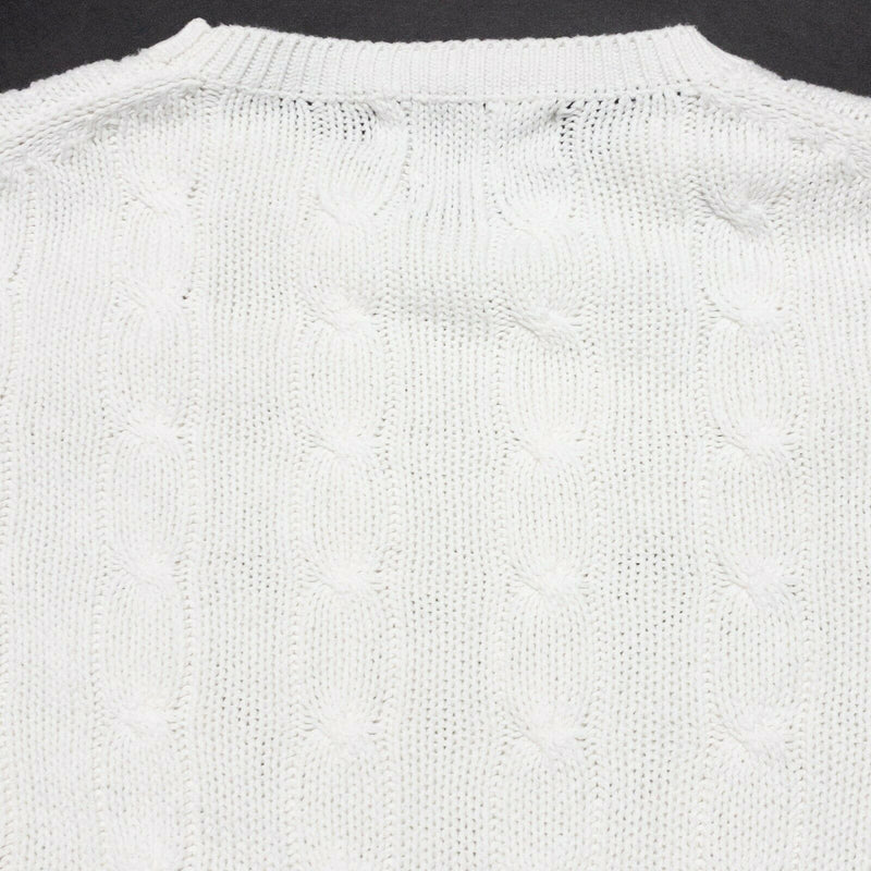 Polo Ralph Lauren Cable-Knit Crewneck Sweater Solid White 90s Men's Large