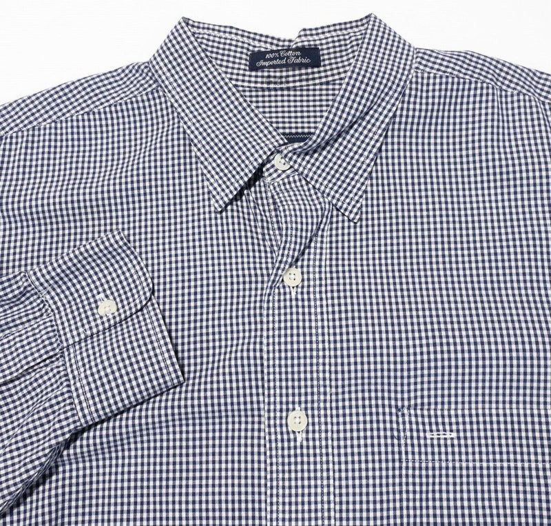 Vintage Burberry Check Shirt Men's Large 80s Blue White Long Sleeve Made in USA