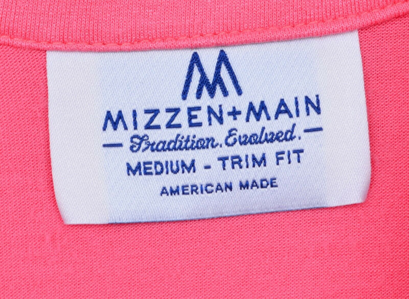 Mizzen + Main Men's Sz Medium Trim Fit Solid Pink Rayon Lycra S/S Polo Shirt