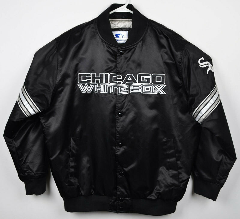 Chicago White Sox Men's 2XL Starter Snap-Front Quilt-Lined Black Bomber Jacket