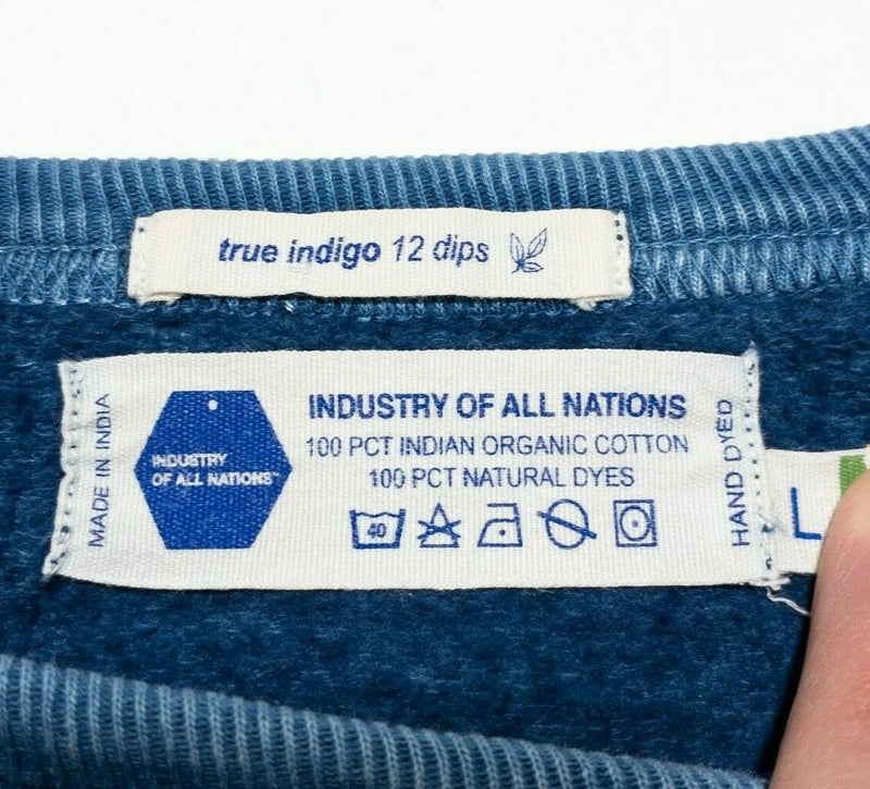 Industry of All Nations True Indigo Dyed Sweatshirt Crewneck Men's Large