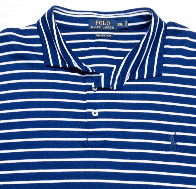 Polo Ralph Lauren Pima Soft XXL Men's Polo Shirt Blue Striped Pony 2XL Preppy