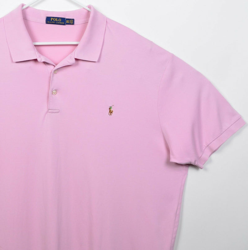 Polo Ralph Lauren Men's 3XLT (3XL Tall) Solid Light Pink Short Sleeve Polo Shirt