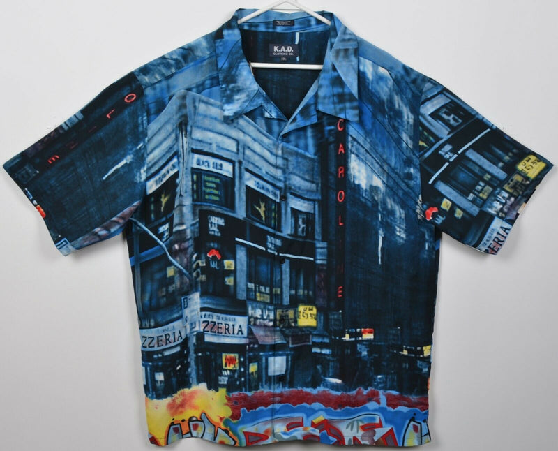 KAD Clothing Men's 2XL Street Scene All Over Polyester Hawaiian Y2K Camp Shirt