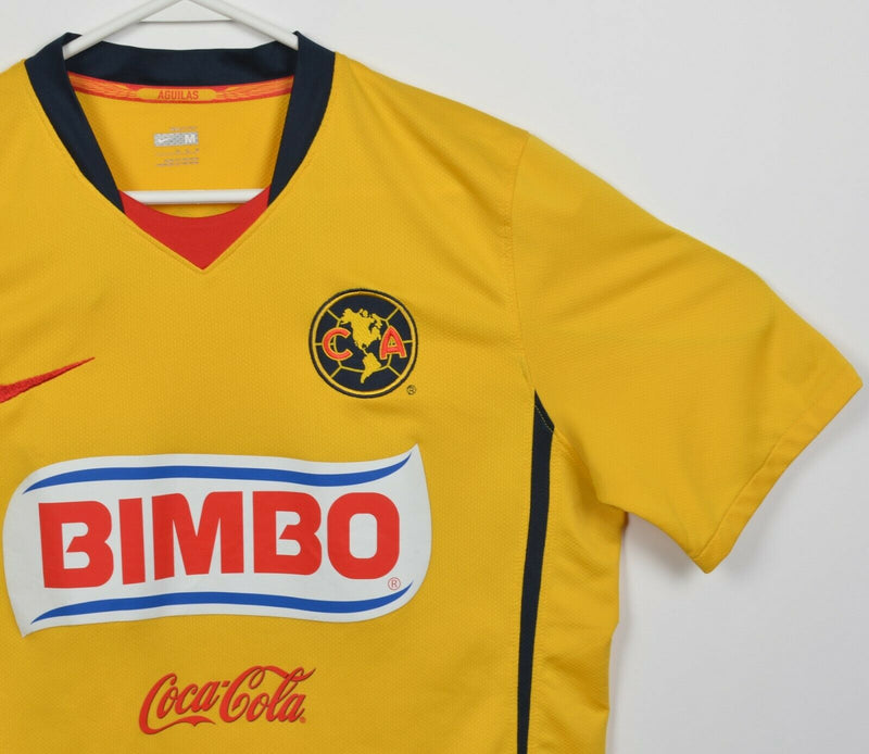 Nike Club America CA Soccer Shirt Jersey Bimbo Corona Sponsor Yellow Blue  Sz L