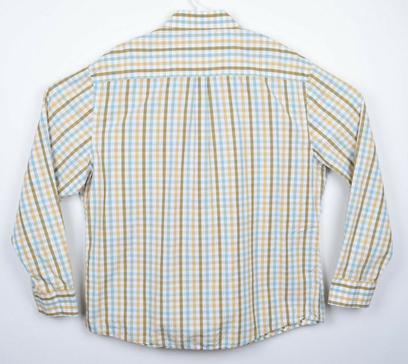 Vince Camuto Men's Sz XL Yellow Gold Plaid Check Cutaway Long Sleeve Shirt