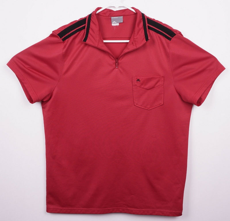 J. Lindeberg Men's Sz Large Red Fieldsensor Zip Collar Golf Pocket Polo Shirt