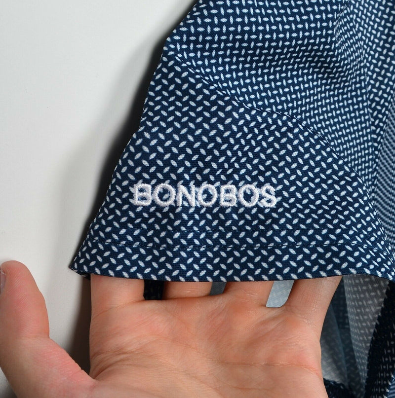 Bonobos Golf Men Large Standard Fit Blue Geometric Polyester Wicking Polo Shirt