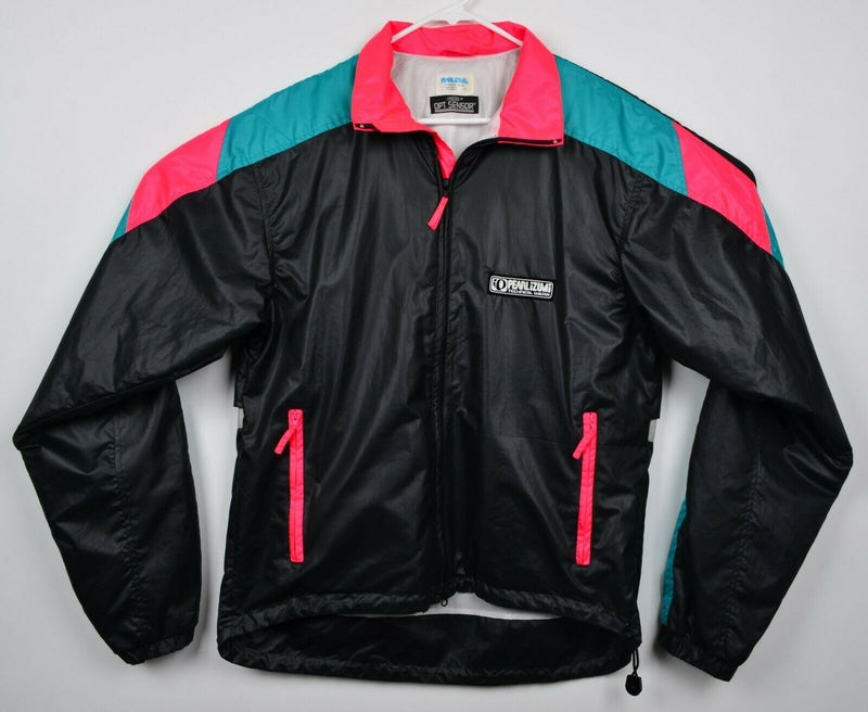 Vtg Pearl Izumi Men's Large Black Neon Pink Reflective Full Zip Cycling Jacket