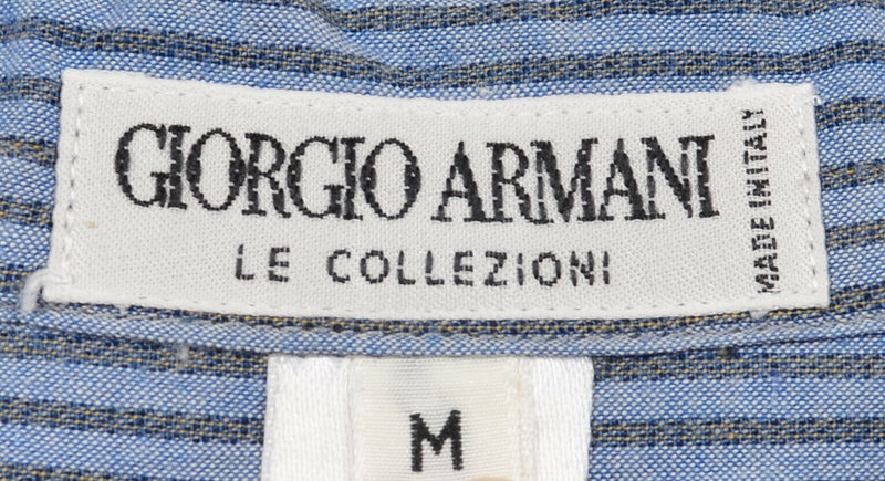 Giorgio Armani Le Collezioni Men's Medium Blue Striped Made in Italy Shirt