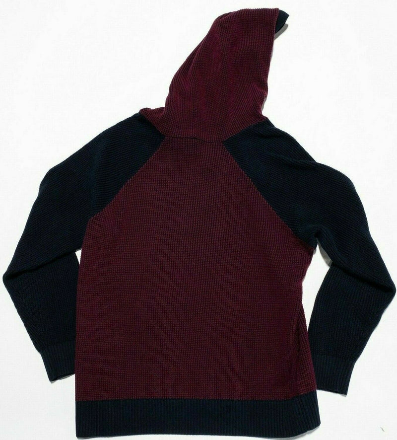 Armani Exchange Sweater Men's Medium Burgundy Red Navy Blue Knit Hoodie A|X