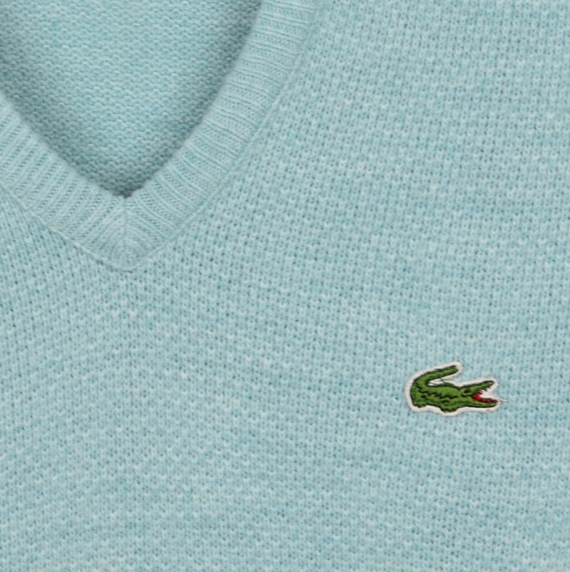 Vintage 80s Izod Lacoste Men's Medium Orlon Acrylic Green/Blue V-Neck Sweater