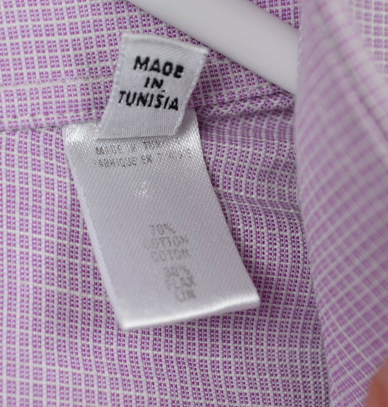 Armani Collezioni Men's Large Linen Blend Pink/Purple Button-Front Shirt
