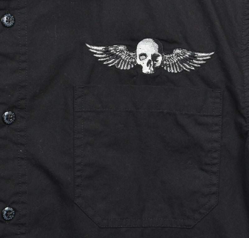 Harley-Davidson Men's Large Winged Skull Willie G Biker Garage Mechanic Shirt