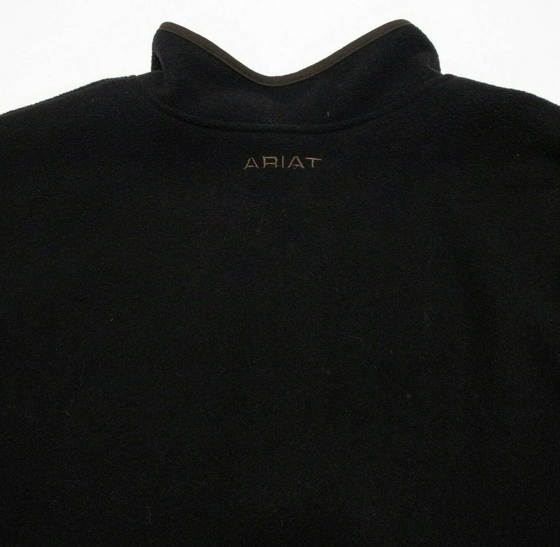 Ariat Fleece Solid Black Full Zip Jacket Polyester Rodeo Work Logo Men's 2XL