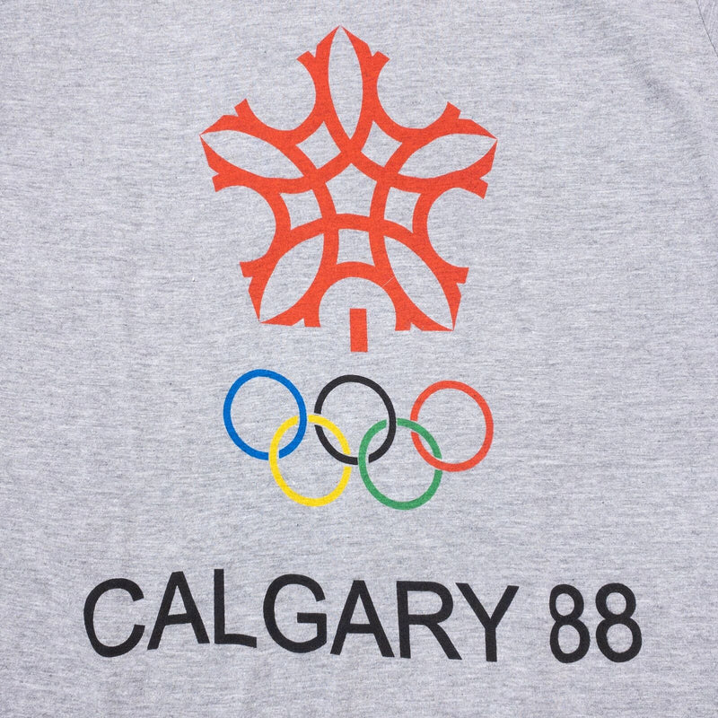 Calgary 88 Olympics T-Shirt Men's Large The Olympic Museum Collection 1988 Gray