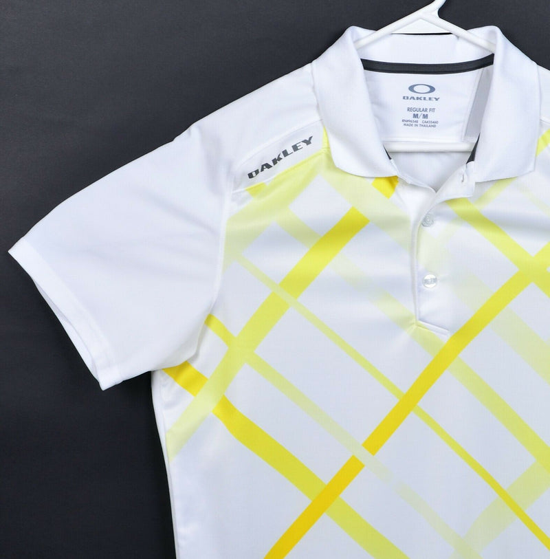 Oakley Hydrolix Men's Medium Regular Fit Yellow Striped Wicking Golf Polo Shirt