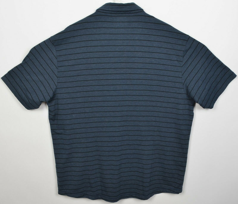 Linksoul Men's 2XL Blue Striped Cotton Poly Lycra Blend Button-Front Shirt