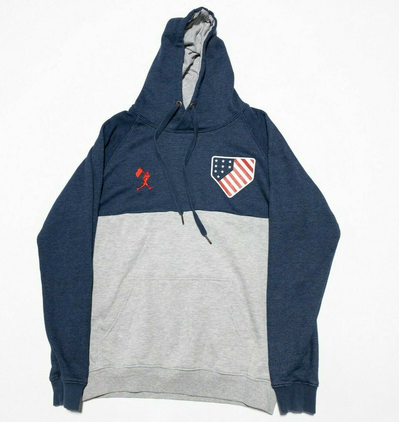 Baseballism Men's Small Blue Gray Two-Tone USA Flag Pullover Hoodie Sweatshirt