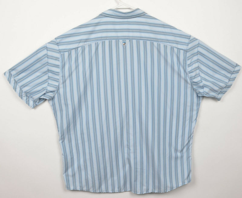 Kuhl Eluxur Men's 2XL Blue Striped Hiking Outdoor Ionik Button-Front Shirt
