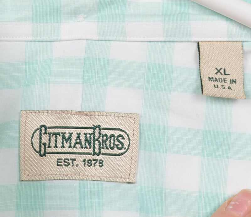 Vintage Gitman Bros. Men's XL Mint Green White Check USA Button-Down Shirt
