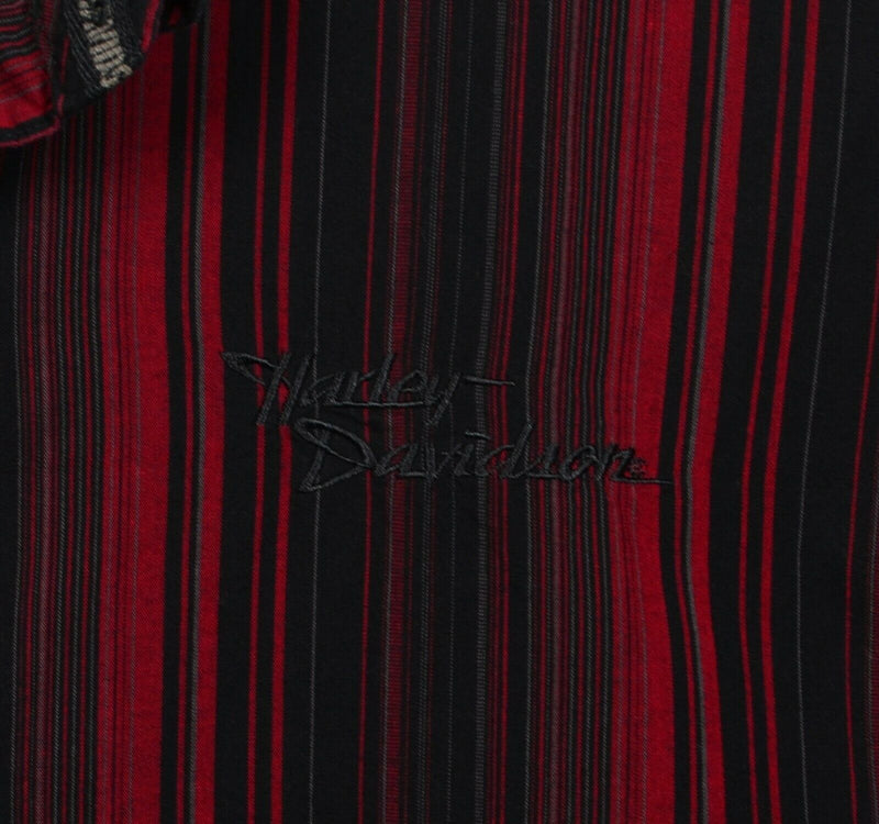 Harley-Davidson Men's 3XL Black Red Striped Embroidered Garage Mechanic Shirt