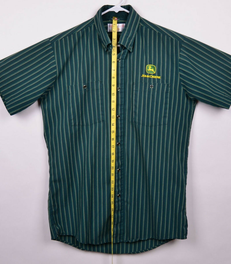 Vtg John Deere Men's Sz Small Snap Green Striped Dealer Protexall Uniform Shirt