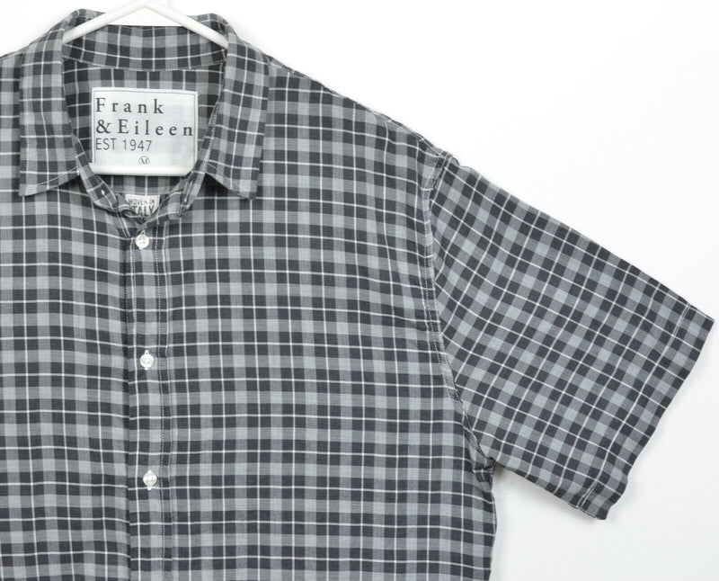 Frank & Eileen Men's Medium Gray Black Check Made in USA Button-Front Shirt