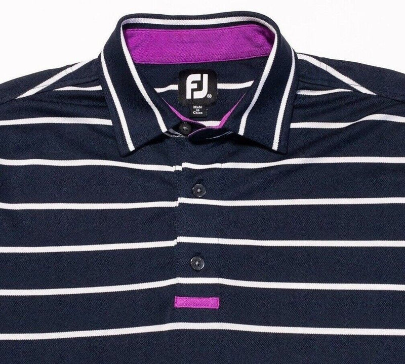 FootJoy Golf Polo Medium Men's Wicking Navy Blue Purple Performance Stretch