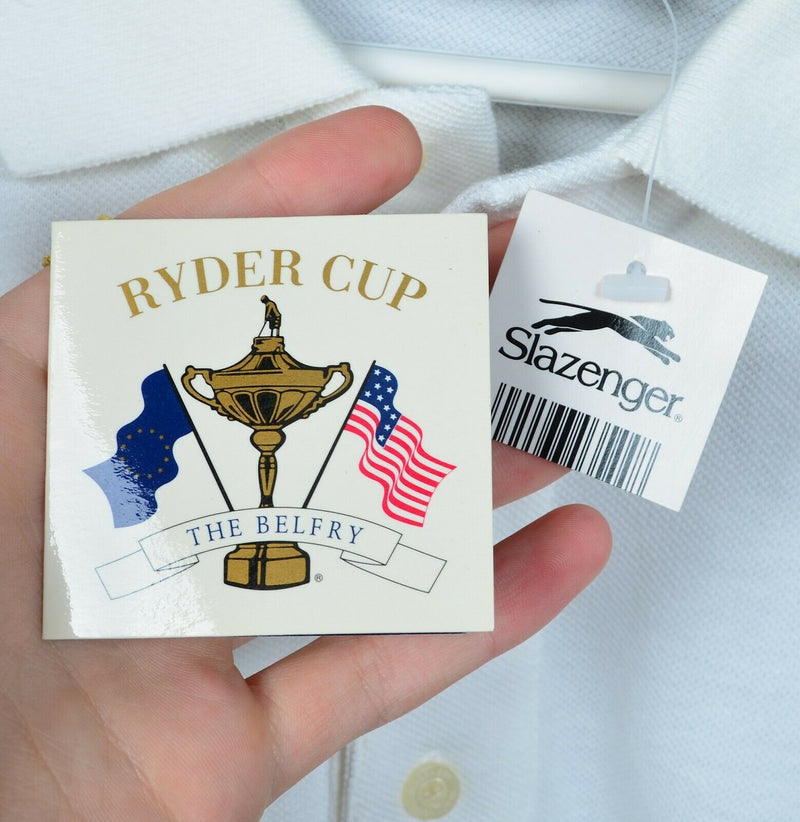 Ryder Cup Men's XL The Belfry Solid White Embroidered Slazenger Golf Polo Shirt