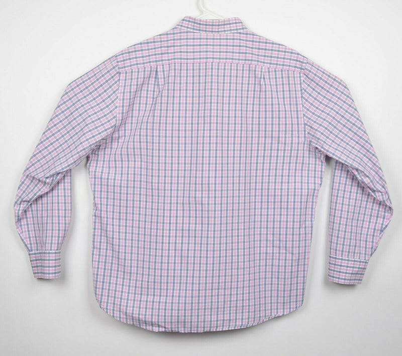 UNTUCKit Men's 2XL Pink Blue Plaid Long Sleeve Casual Button-Front Shirt