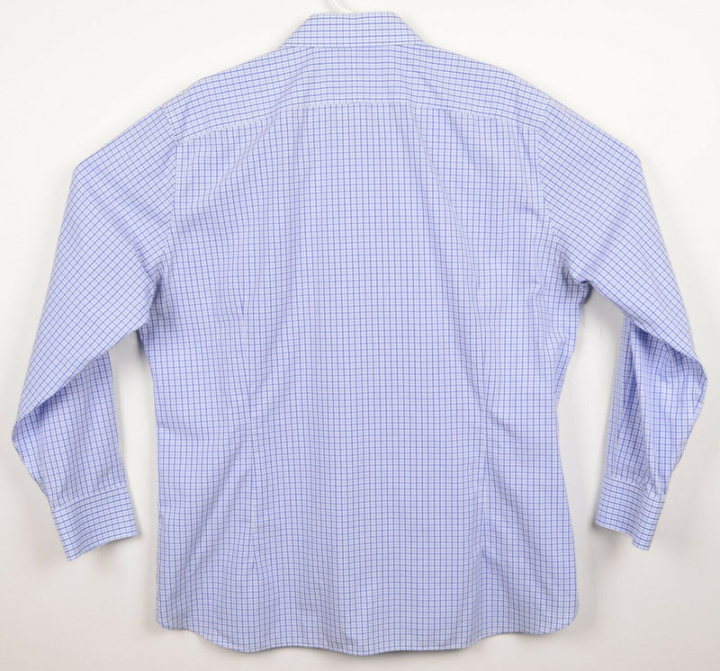 Bonobos Wrinkle-Free Men's 17.5/35 Tailored Slim Fit Blue Plaid Dress Shirt