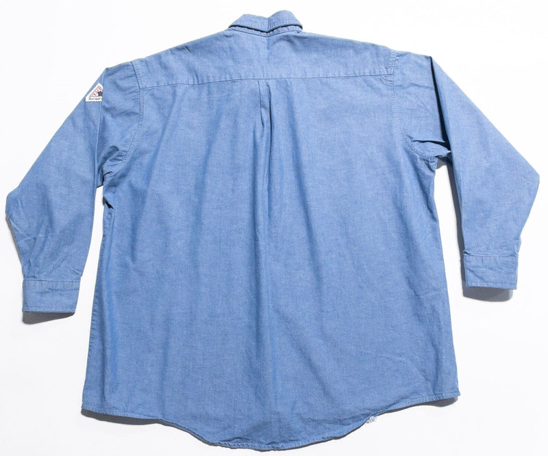 Bulwark FR Work Shirt Men's 2XL Long Sleeve Button-Down Blue Flame Resistant