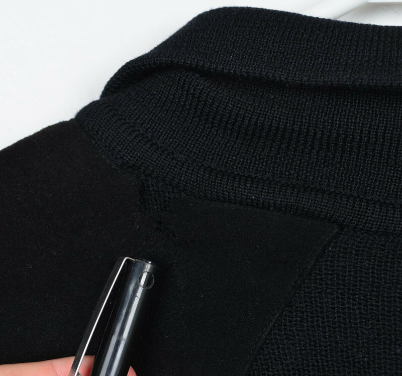 Marmot Men's Large 1/4 Zip Black Elbow Shoulder Padded Wool? Knit Sweater
