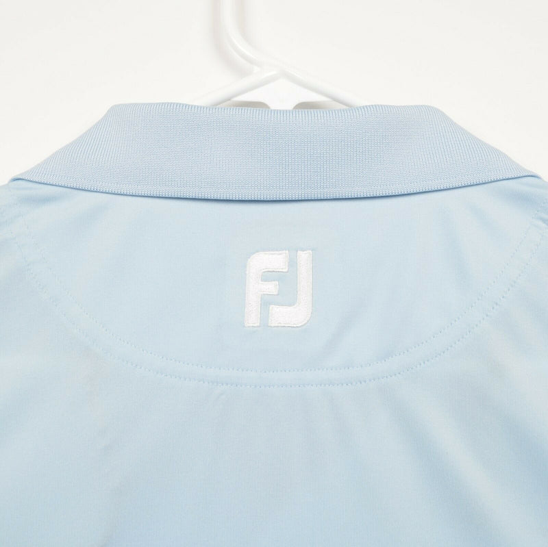 FootJoy Men's Large Athletic Fit Light Blue Plaid FJ Performance Golf Polo Shirt