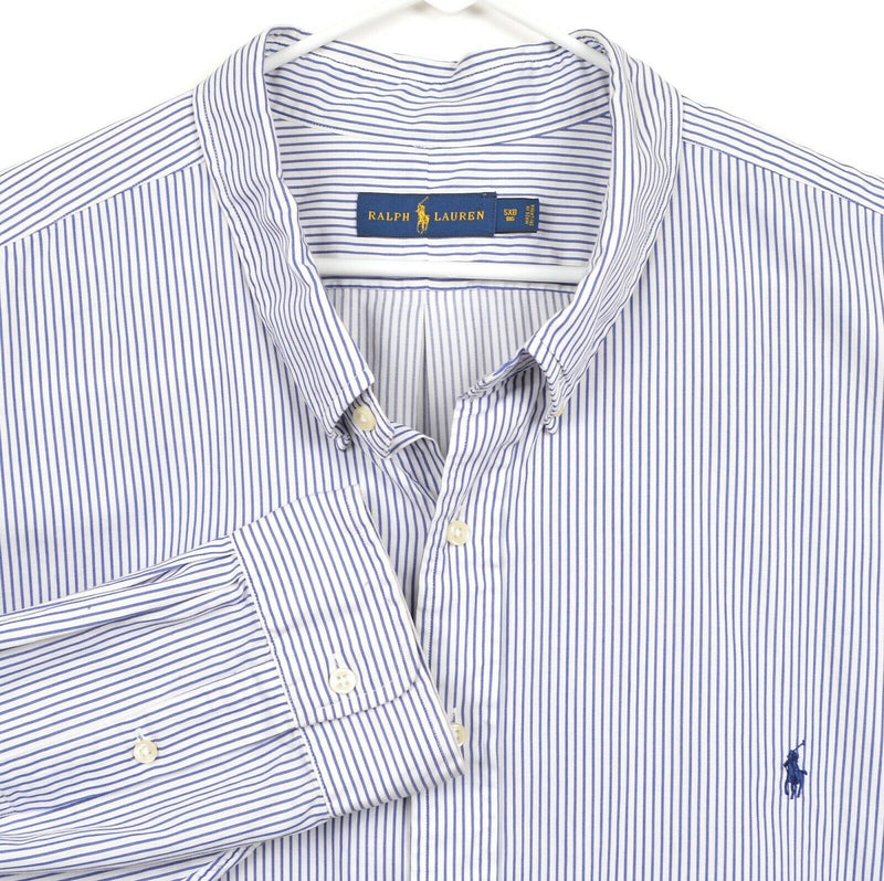 Ralph Lauren Men's Sz 5XB Pinstriped Blue White Long Sleeve Button-Down Shirt