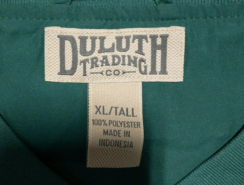 Duluth Trading Jacket Men's XLT (XL Tall) Solid Green V-Neck Windbreaker
