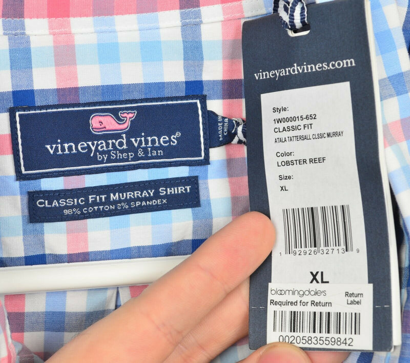 Vineyard Vines Men's XL Classic Fit Murray Pink Blue Check Button-Down Shirt