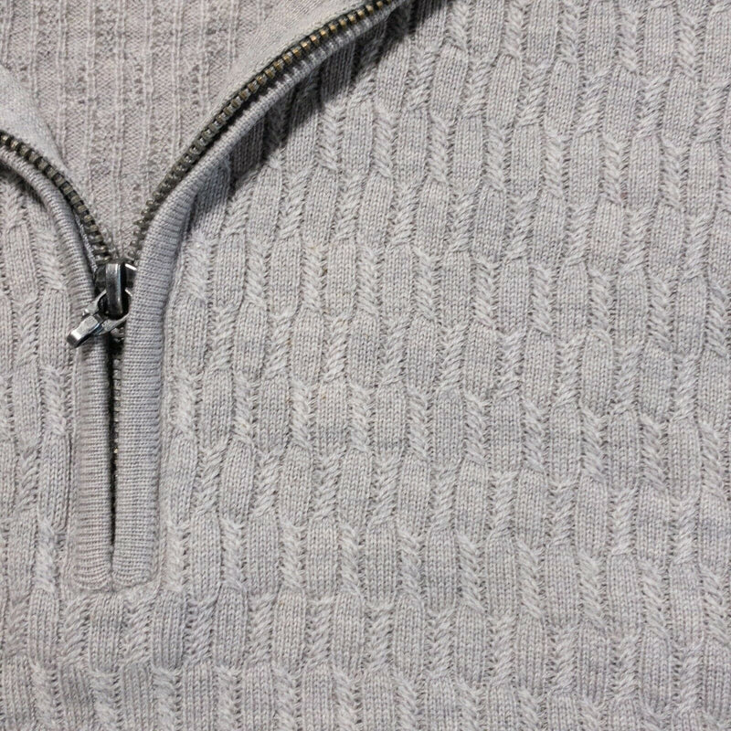 Peter Millar Men's Large 100% Merino Wool Gray Knit 1/4 Zip Golf Sweater